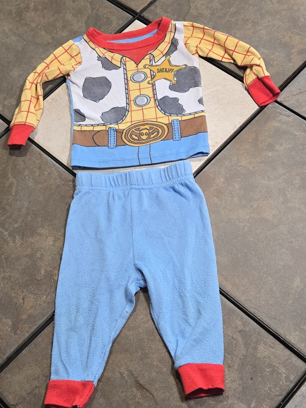 Disney Toy Story Woody Pajamas 12M Sheriff Sleep Set Baby Boy Snug Fit PJ Set